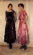 Isaac Israels Two models, Epi and Gertie, in the Amsterdam Fashion House Hirsch oil painting on canvas